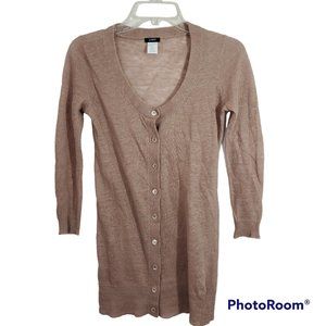 J. Crew 100% Linen Cardigan Sweater Light Brown / Tan Size Extra Small